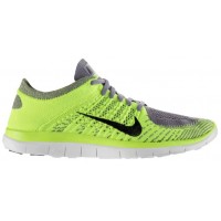 Nike Free 4.0 Flyknit Hommes chaussures de sport gris/vert clair SLJ040